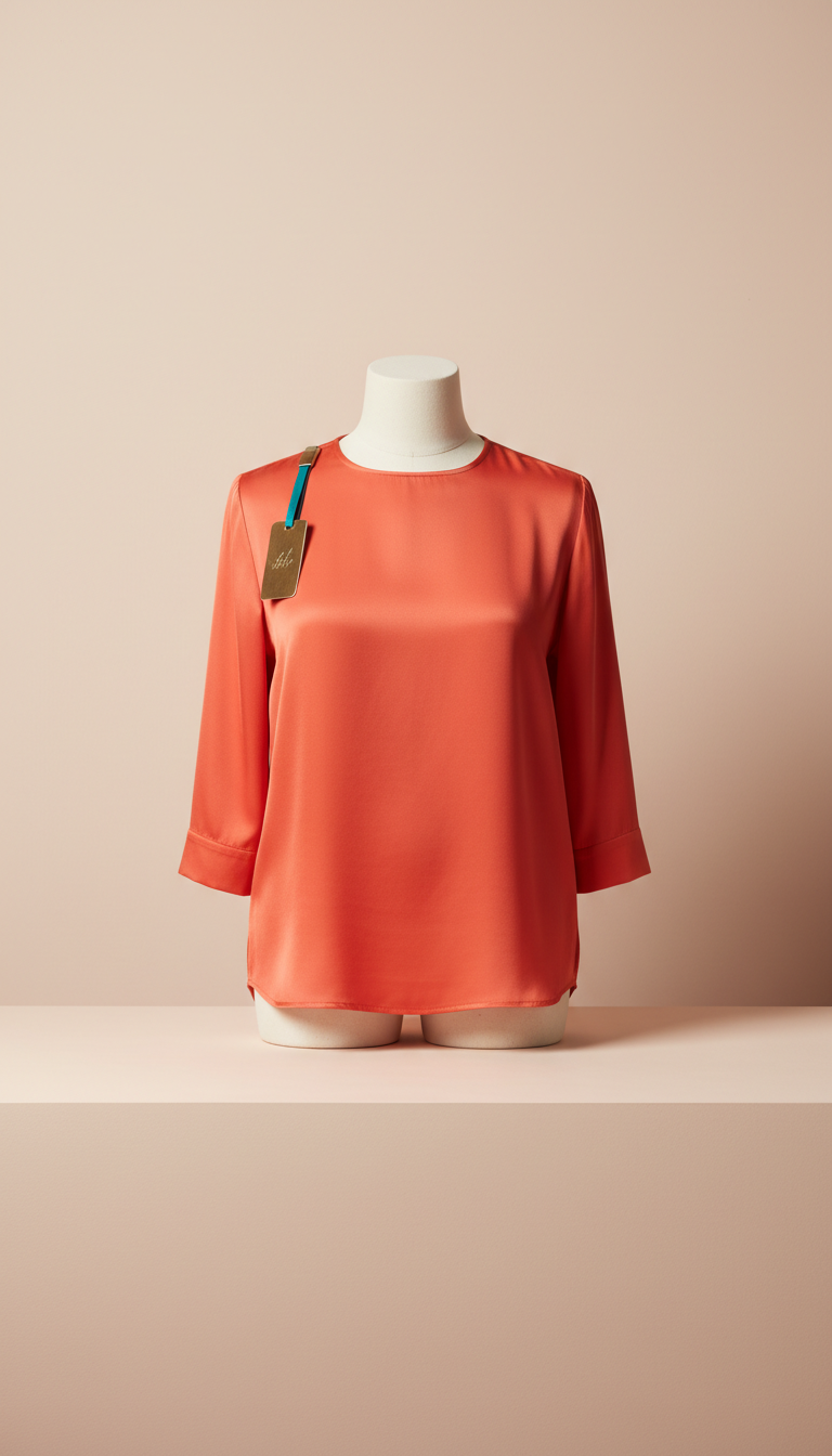 Silk Blouse in Coral Pop