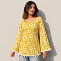 Floral Printed Yellow Short Kurti for Women